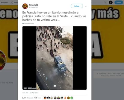 Tuit que promueve contenido falso amplificado por la red de cuentas afines a Vox