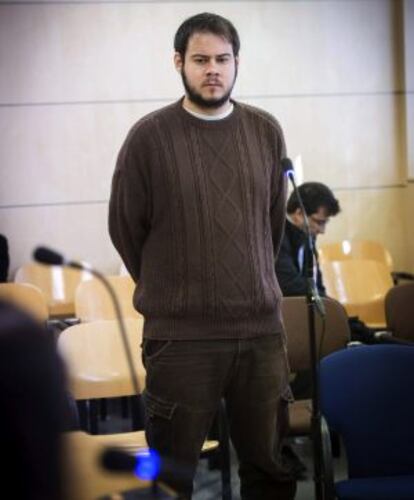 Pablo Hasél declarando en la Audiencia Nacional.