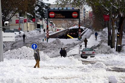 Aspecto del túnel de María de Molina de Madrid, este lunes.
