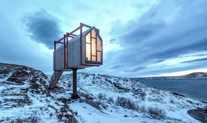 El hotel Fordypningsrommet, un conjunto de cabañas individuales en la pequeña isla de Fleinvær, cerca de Bodø (Noruega).