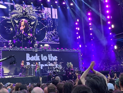 Ozzy Osbourne is seen on a screen as he performs at the Black Sabbath's farewell show titled "Back to the Beginning", at Villa Park in Birmingham, Britain, July 5, 2025. REUTERS/Sachin Ravikumar