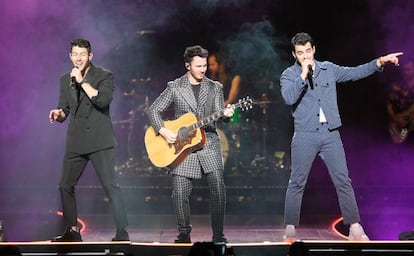 Jonas Brothers en un concierto la pasada semana en Glasgow.