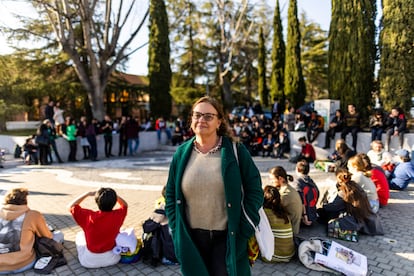 La catedrtica de la Facultad de Fsicas Beln Rodrguez Fonseca, en una asamblea para organizar la manifestacin.