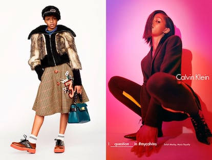 Selah Marley en el lookbook de otoño invierno de Miu Miu y en la campaña ‘My Calvins’ de Calvin Klein.
