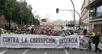 Manifestación contra la corrupción en Murcia.