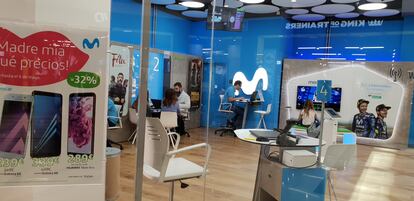 Una tienda de Movistar, en Madrid.