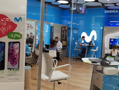 Una tienda de Movistar, en Madrid.