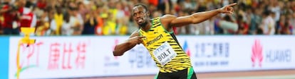 Bolt, tras ganar el oro en los 100m lisos.