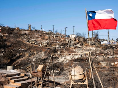 La zona de Achupallas, en Viña del Mar, Chile, el martes tras el incendio.