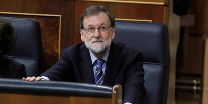 El president del Govern central, Mariano Rajoy, durant la sessió de control al Congrés.