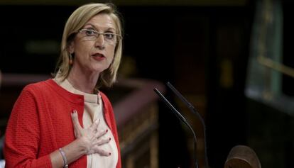 Rosa Díez, el pasado abril en el Congreso de los Diputados.