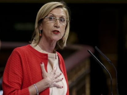 Rosa Díez, el pasado abril en el Congreso de los Diputados.