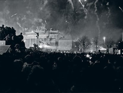 Celebración del fin de año de 1989 en la Puerta de Brandeburgo