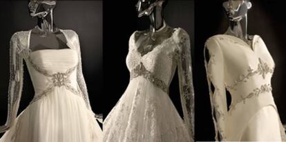 Detalle de los tres vestidos diseñados por Manuel Mota, jefe de Pronovias, para Catalina Middleton.