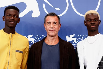 Director Matteo Garrone, cast members Seydou Sarr and Moustapha Fall