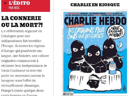 Portada y un fragmento del editorial del último número de 'Charlie Hebdo'.
