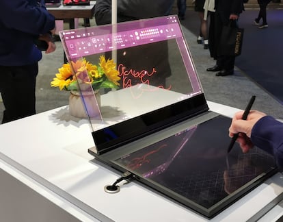Image of Lenovo’s transparent laptop.