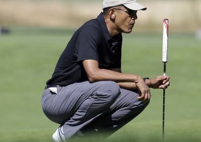 Barack Obama en el club de golf Vineyard en la isla de Martha’s Vineyard