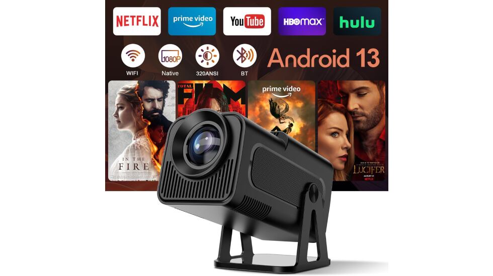 Mini proyector portátil con imagen 4K.