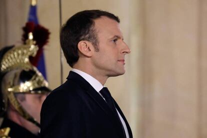 El presidente Emmanuel Macron este viernes en París.