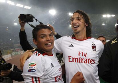 Ibrahimovic y Thiago Silva, con el Milan