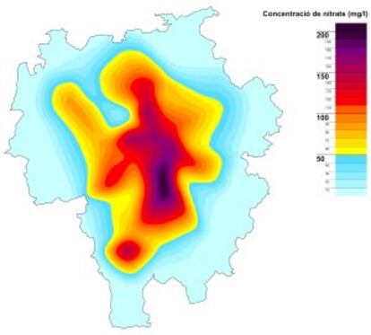 Concentración de nitratos en Osona en 2014.