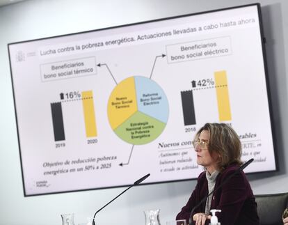 La ministra de Transición Ecológica y Reto Demográfico, Teresa Ribera, durante la rueda de prensa tras el Consejo de Ministros.