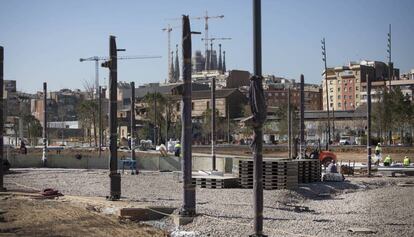 Obras de la plaza de las Glòries, en Barcelona.