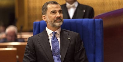 El rey Felipe VI en la Asamblea Parlamentaria (APCE) del Consejo de Europa, en Estrasburgo (Francia).