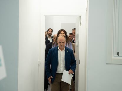 El secretario general de Junts, Jordi Turull, el pasado jueves en la sede del partido en Barcelona.