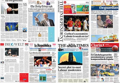 Las primeras páginas de hoy de los principales periódicos del mundo, 28 de septiembre de 2015.