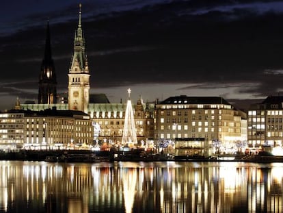 Luces de Navidad en Hamburgo (Alemania).