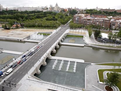 Panorámica del nuevo tramo abierto del Proyecto Río, a la altura del Puente de Segovia.