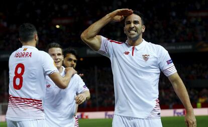 Rami celebra su gol al Basilea.