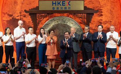 Daniel Zhang, consejero delegado de Alibaba, en el estreno de la firma en Bolsa.