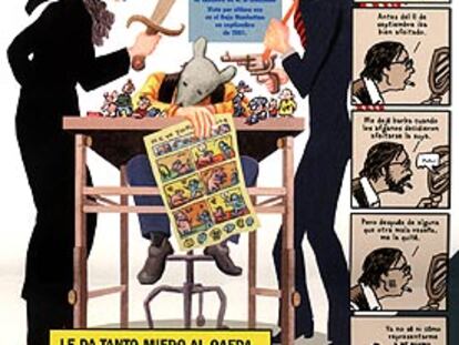 Fragmento de una página de <i>Sin la sombra de las Torres,</i> de Art Spiegelman.
