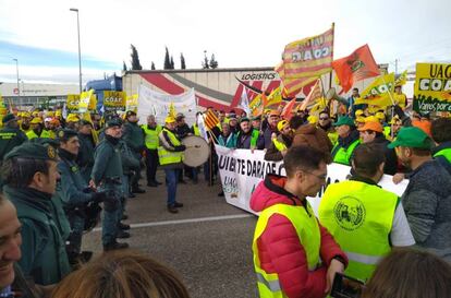 Concentración de agricultores en Aragón.