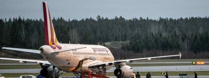 Avión de Germanwings en el aeropuerto de Arlanda, en el norte de Estocolmo.