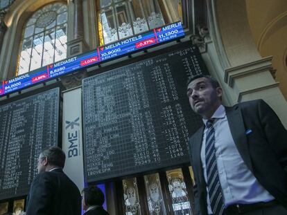 Patio de operaciones de la Bolsa de Madrid