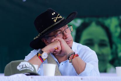 Gustavo Petro, presidente de Colombia,  durante el evento "Salvemos la Selva, Conservar paga" celebrado en San José del Guaviare, el sábado 14 de 2024.