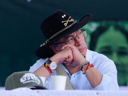 Gustavo Petro, presidente de Colombia,  durante el evento "Salvemos la Selva, Conservar paga" celebrado en San José del Guaviare, el sábado 14 de 2024.