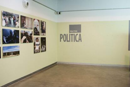 La exposición sobre el caso Gürtel con el panel dedicado a los políticos vacío.