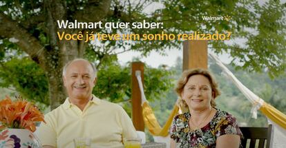 Felipão e sua mulher, Olga Scolari, no comercial do Walmart.