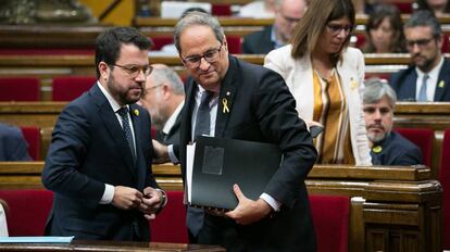 Quim Torra y Pere Aragonès durante la sesión de control al Gobierno catalán el pasado 9 de septiembre.