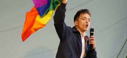 Íñigo Errejón en el acto de apertura de campaña en el barrio madrileño de Orcasitas.