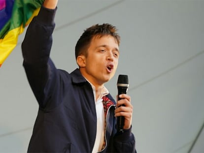 Íñigo Errejón en el acto de apertura de campaña en el barrio madrileño de Orcasitas.