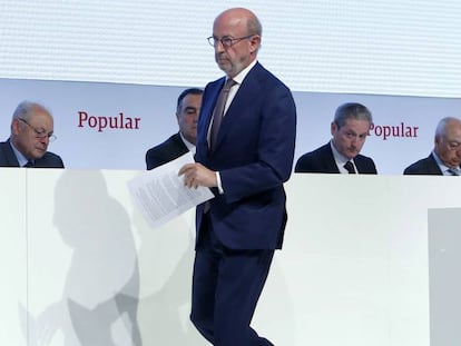 Emilio Saracho, presidente del Banco Popular, durante la Junta de Accionistas de la entidad.