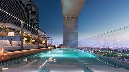 En la azotea, a cien metros, se situará una de las piscinas más altas de Madrid. En la planta primera habrá otra, también de uso comunitario.
