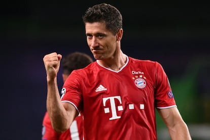 Robert Lewandowski celebra un gol en la pasada edición de la Champions League