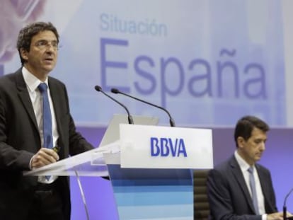 El economista jefe del Grupo BBVA, Jorge Sicilia, y el economista jefe de Economías Desarrolladas de BBVA Research, Rafael Doménech.